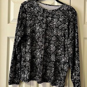 Black and white palm fronds rash guard upf 50+